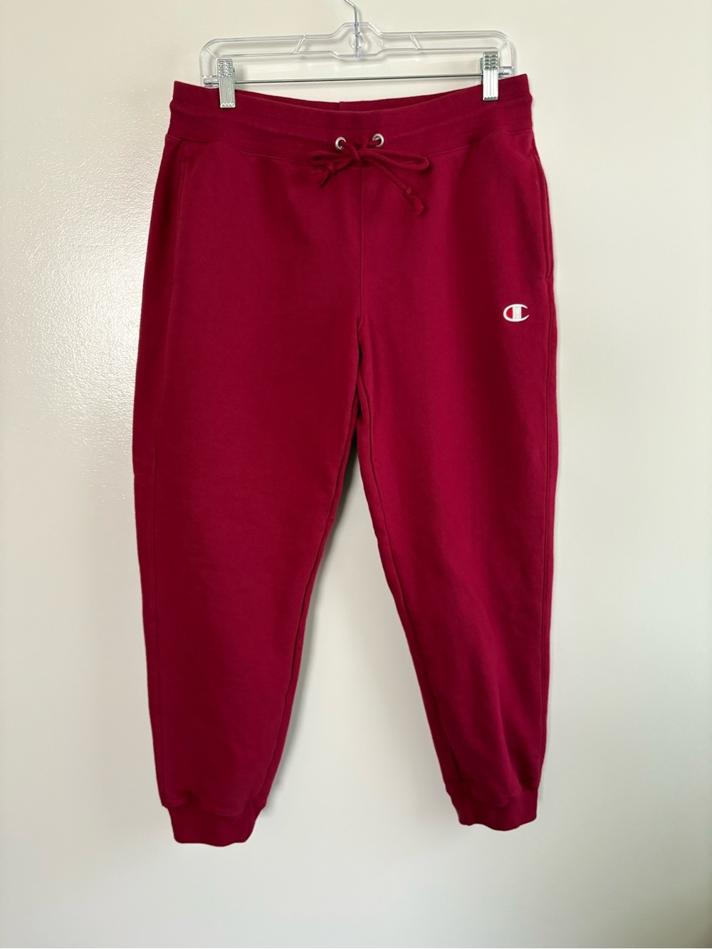 Champion Women's Reverse Weave Red Jogger Sweatpants Heavyweight Fleece Large